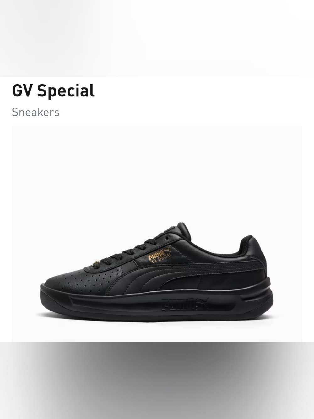 PUMA Leather GV Special Jr Classic Black Puma Team Gold Sneakers US 6.5